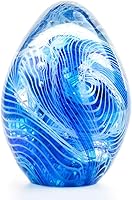 Vista 1 de QFkris Crystal Blessings - Estatuilla artística de cristal soplado con pisapapeles y huevos de Pascua (azul)