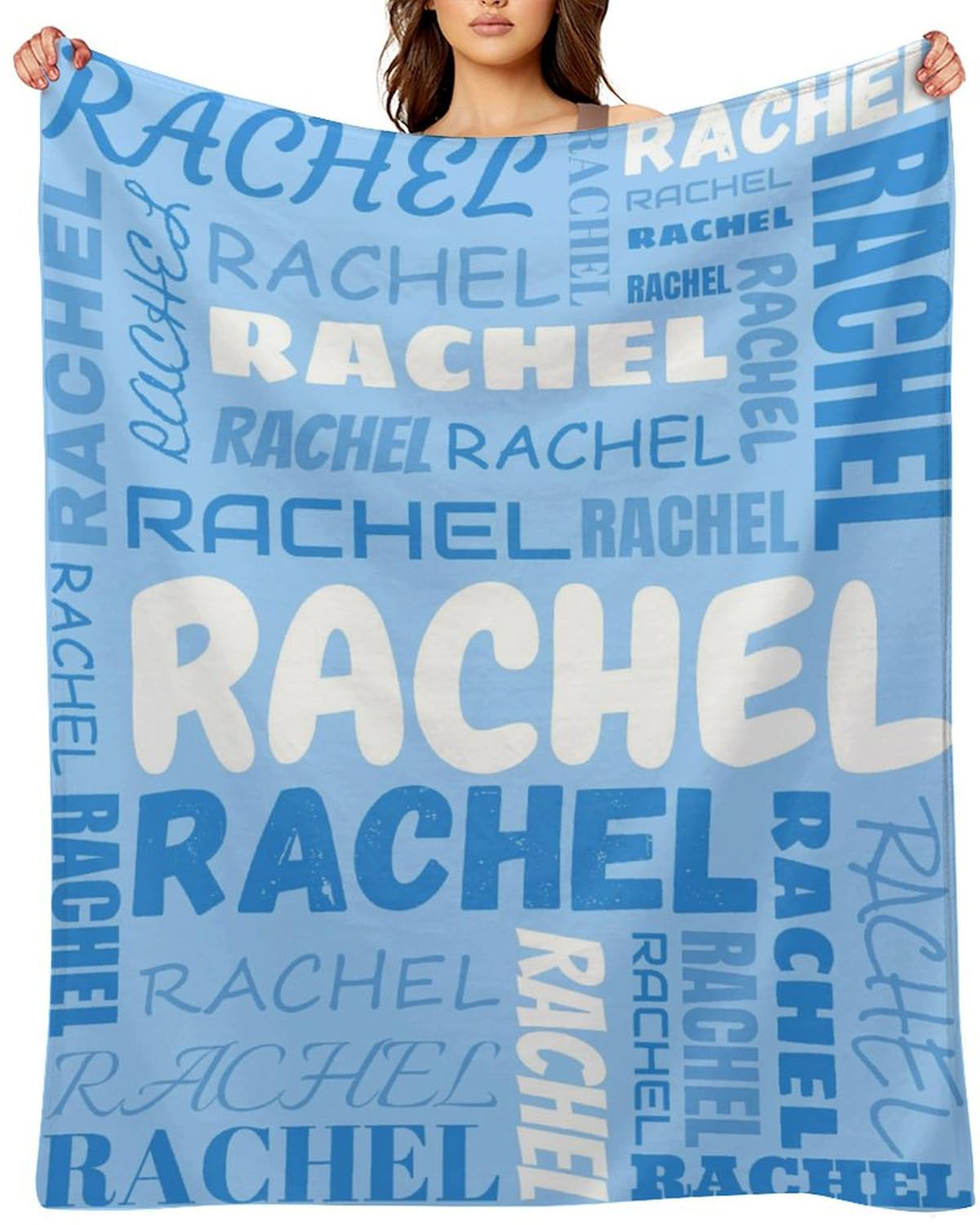 - Personalized Blanket with Name - Ultra Soft Flannel, Throw for Kids, Teens, and Adults, Customized Birthday Gifts Printed in The USA Light Blue