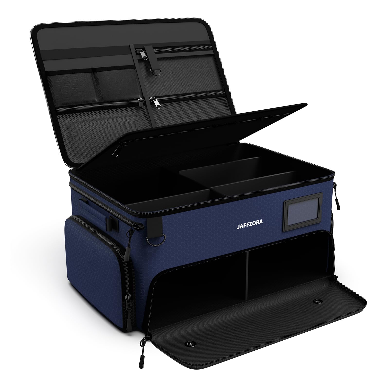 4-Layer Golf Trunk Organizer, Golfer Gifts for Men Women with Separate Ventilated Compartment for 2 Pairs Shoes, Waterproof Car Golf Locker Storage Bag for Golf Gear and Accessories,Blue