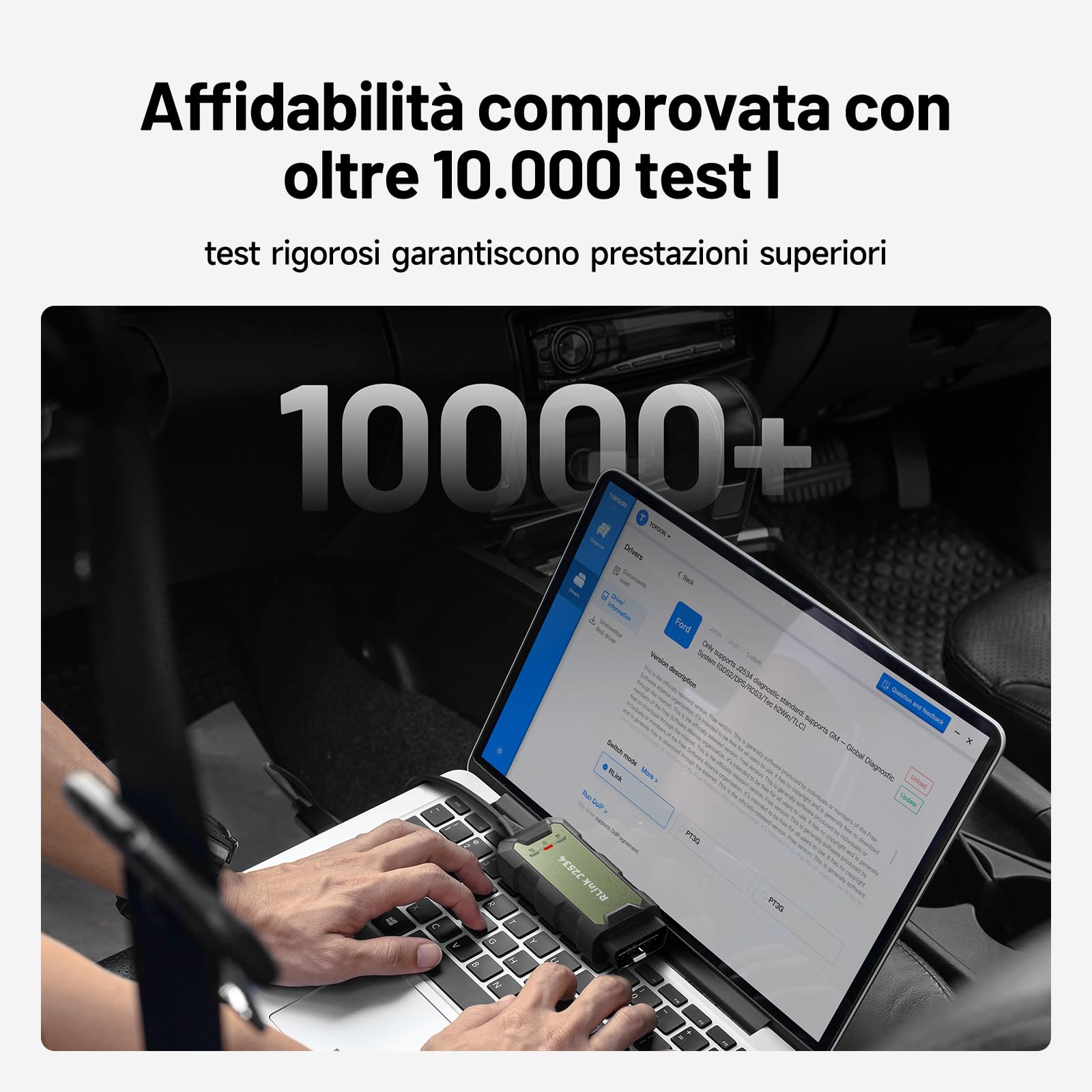 TOPDON RLink J2534 - Programmatore pass-through, strumento diagnostico e riprogrammazione OEM, J2534 VCI, supporta J2534/D-PDU/CAN-FD/DoIP, compatibile con oltre 13 marche di veicoli, solo con
