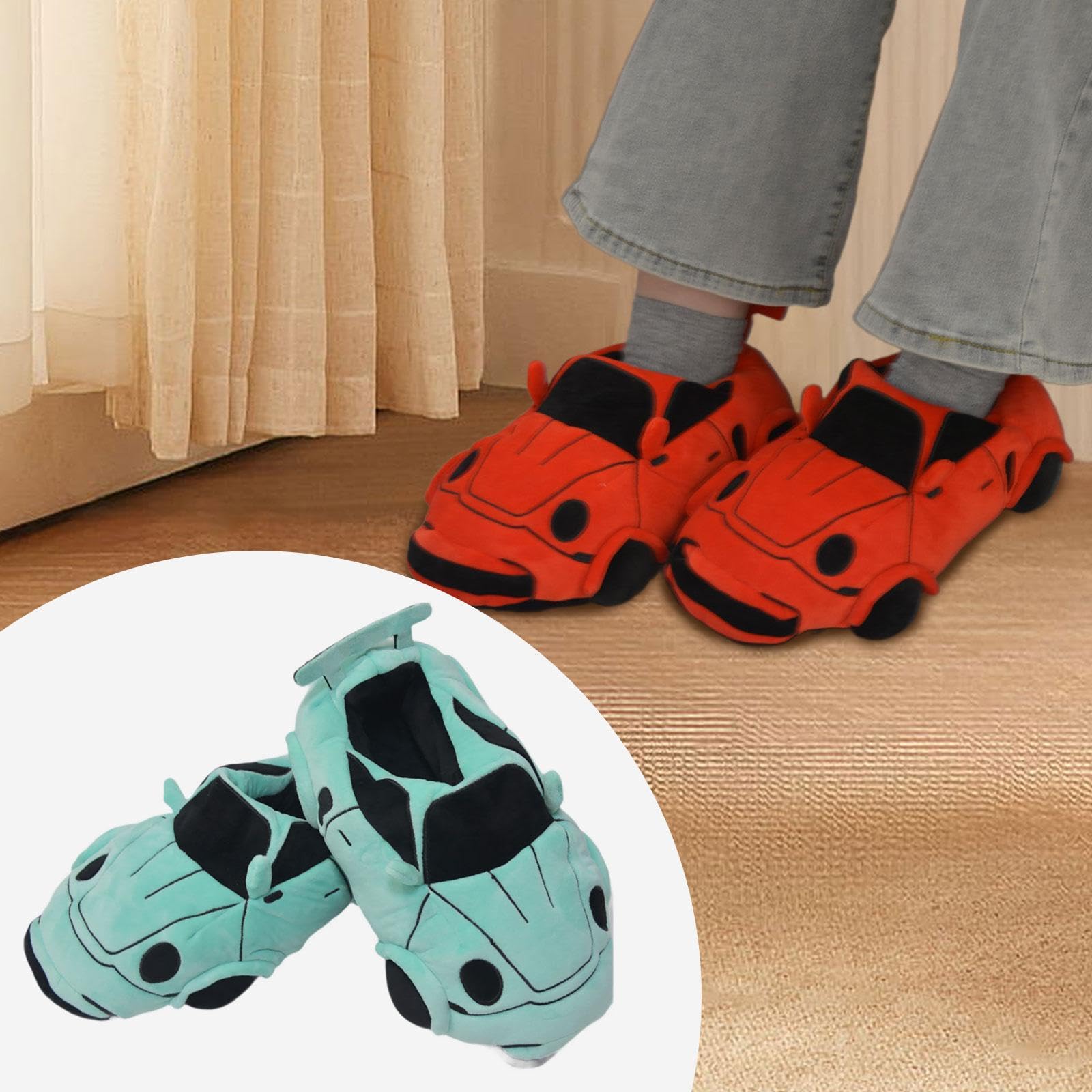 TISHITA Pantuflas Invierno Zapatillas Coche Casa Peluche Suaves Antideslizantes con Diseño Divertido Y Confort Térmico Adecuadas para Hombres Mujeres Y Adulto