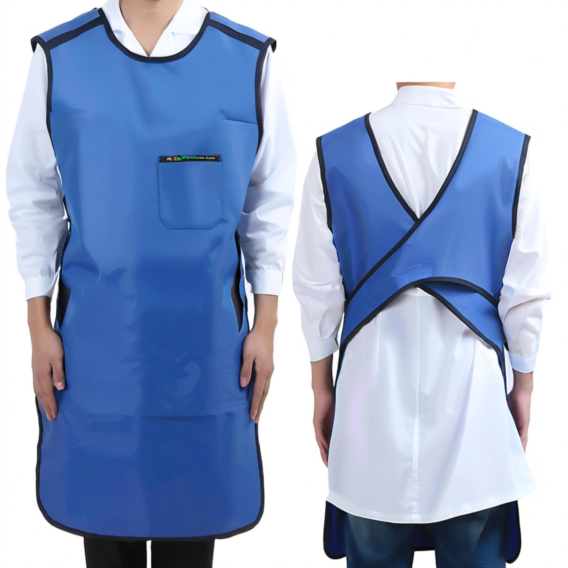 Grembiule Piombato per Raggi X 0.25/0.35/0.5mmpb Protezione Radiologica Leggero Camice per Odontoiatria CT Ospedale Clinica Gilet Piombo S M L(Blue b,L-1100 * 600 0.5mmpb)