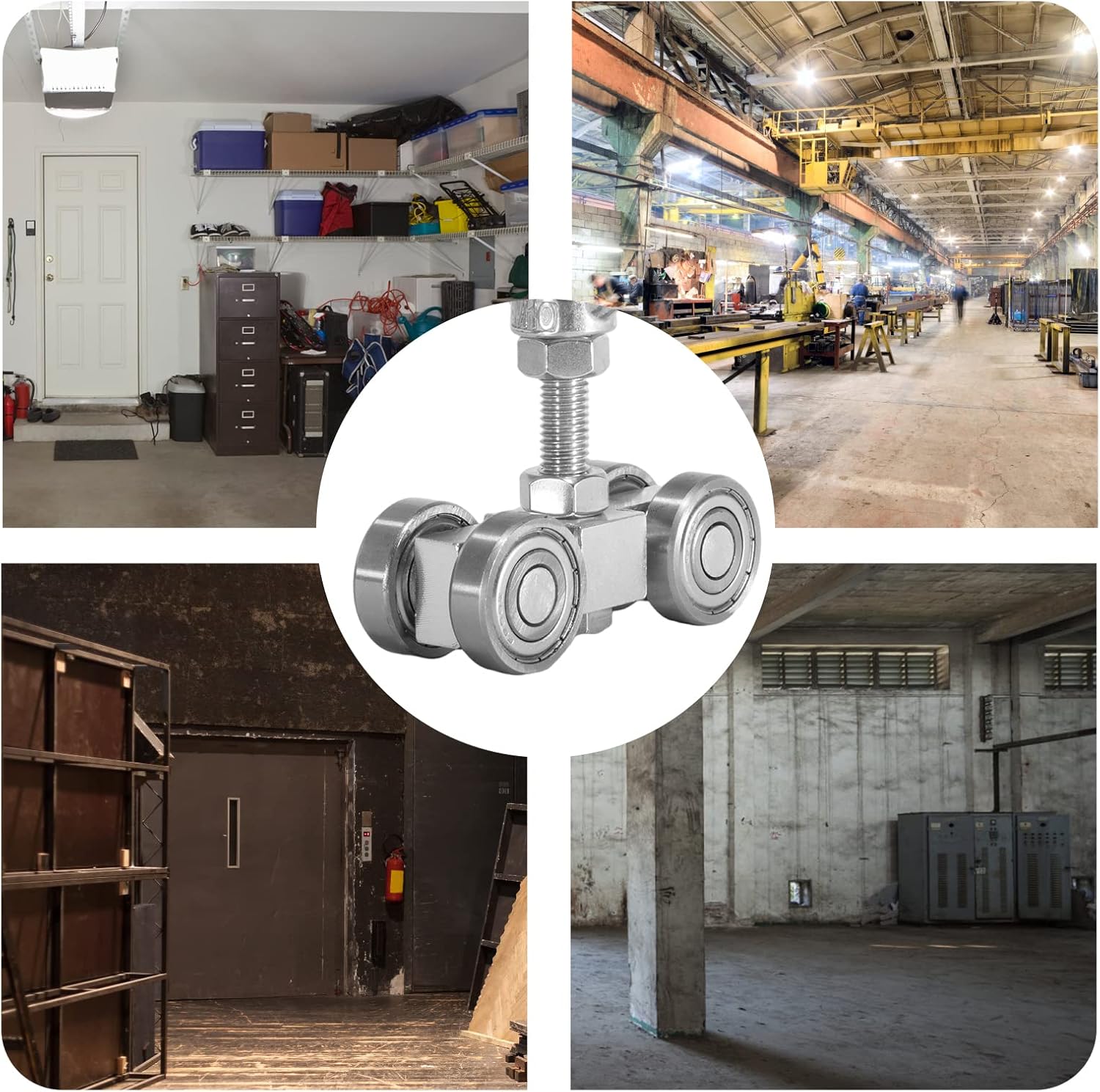 SKTREX 4 Wheel Silent Trolley Assembly Rollers Four Bearing Trolley Assembly for 1-5/8" Wide and All 1-5/8" or Taller unistrut Strut Channel with M10 Bolt and Lifting Eye Nuts