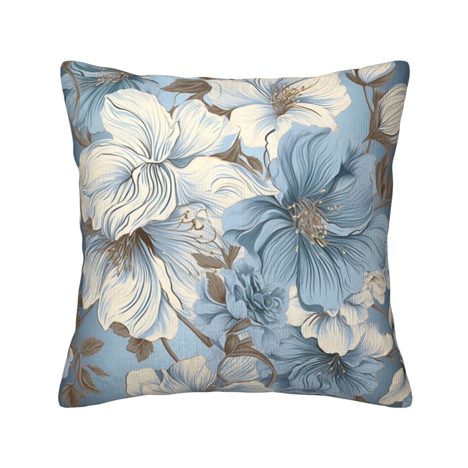 Housses de coussin velours côtelé bleu 50x50 cm, la solution pour canapé usé