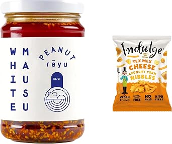 White Mausu Peanut Rayu Chilli Oil   240g + Indulge Snack | Original Crunchy Peanut & Chilli Oil with Garlic, Sesame & Tamari | Vegan Sweet & Savoury Umami Sauce | from SuperfoodUK Pack of 1