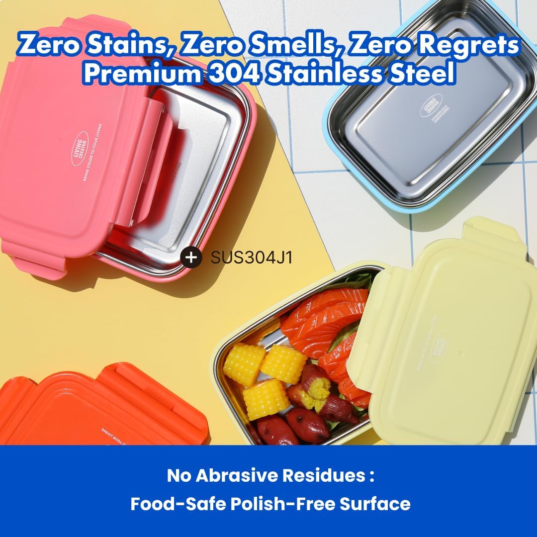 KeeperTen Microwave Safe Stainless Steel Food Storage Container(Melon Green, 37.2oz) Leakproof, Dishwasher & Freezer Safe, BPA-Free, Odor Resistant, Reheat or Store Meals On-the-Go - Image 4