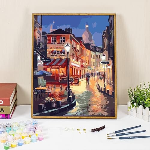 Miniatura 3 de QUITEDEW Kits de pintura por números para adultos, pintura de ciudad por números, pintura al óleo de vista nocturna adecuada para decoración de