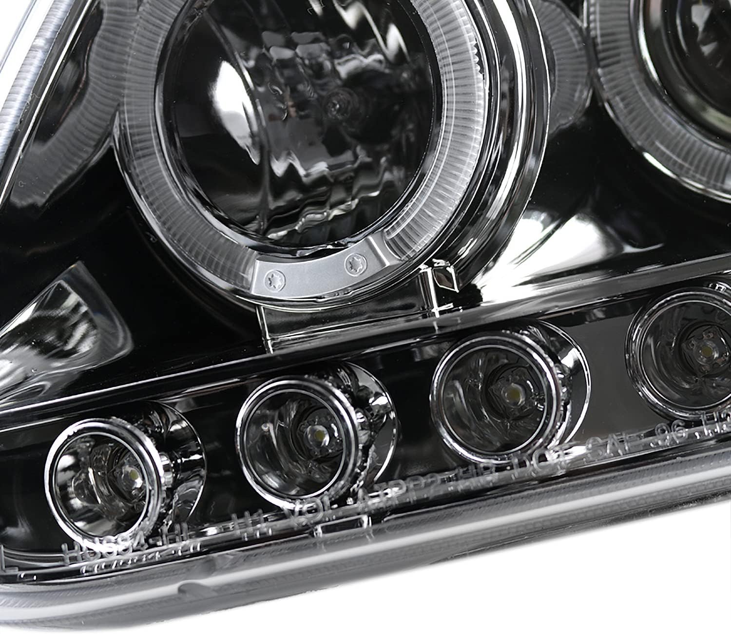 SPEC-D TUNING Flareside Chrome Halo Projector Headlight + Clear Rear Tail Brake Lamps Compatible with 1997-2000 Ford F150 Left + Right Pair Headlamps Assembly