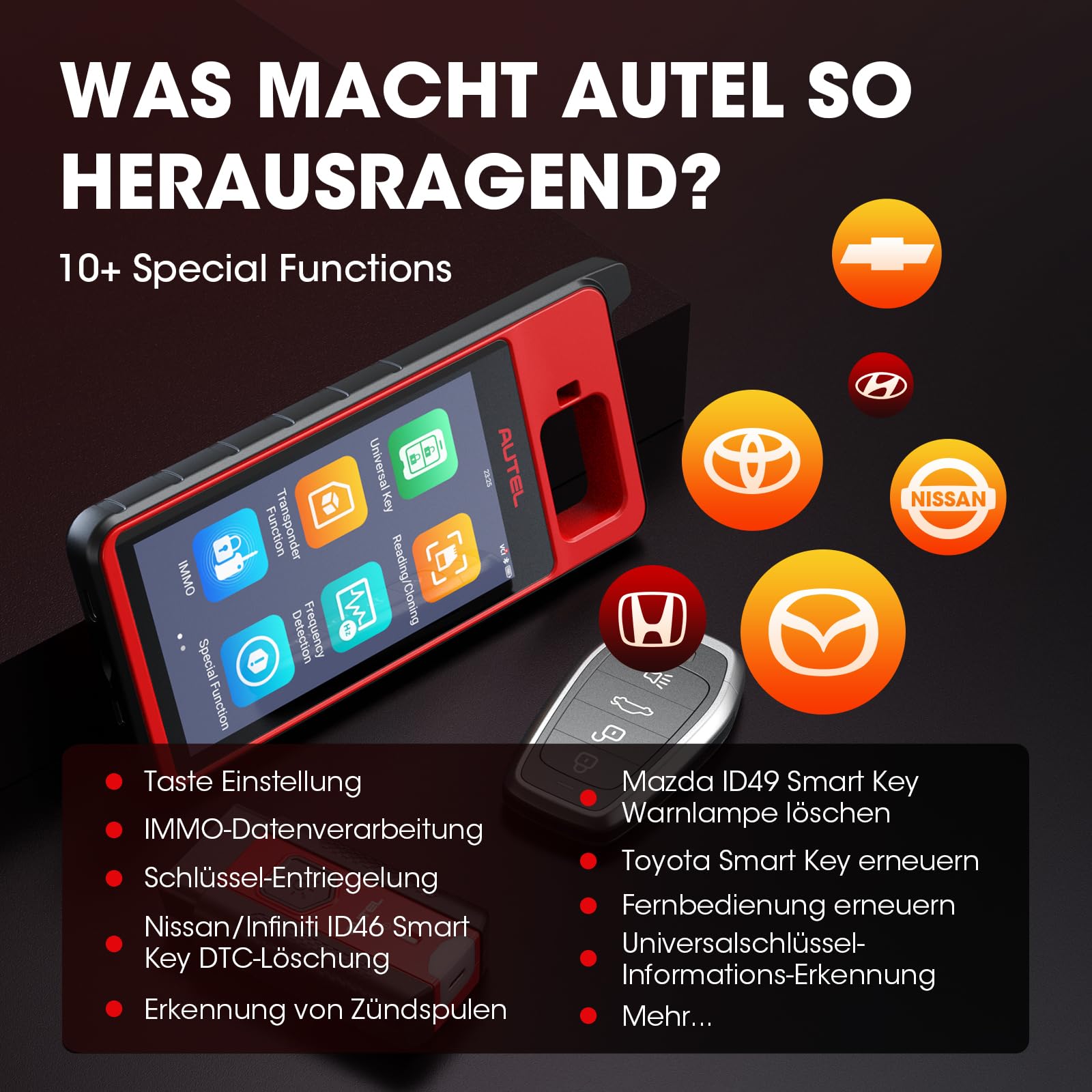 Autel MaxiIM KM100E Schlüsselanhänger Programmiergerät, 2024 Neueste Lite von IM508 IM608, 60s Schlüssel-Generierung, IMMO Lernen, Chip lesen, schreiben, klonen, Eingebauter APB112, 2PCS IKEYs