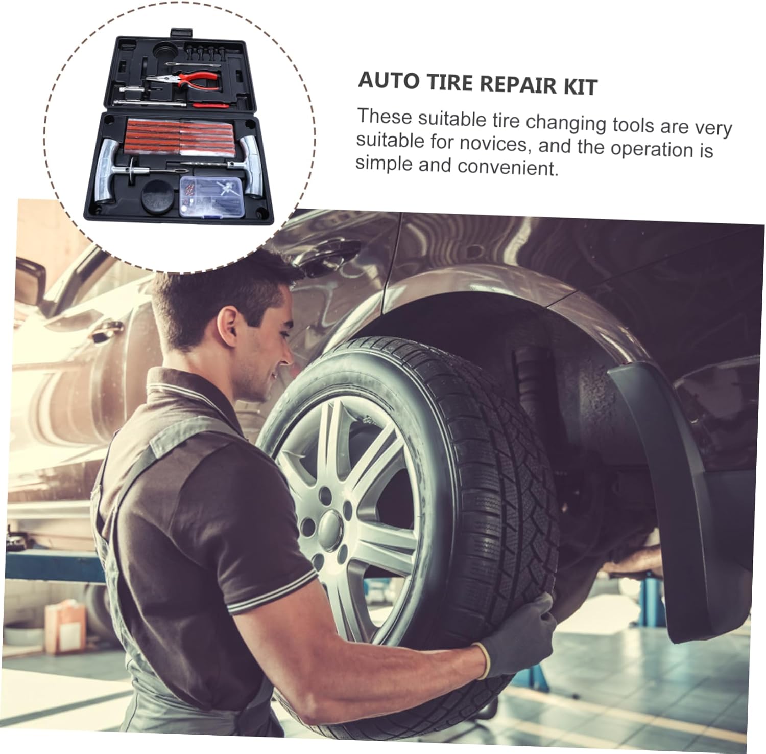 Essential Car Tire Repair Kit 67pc Tool Set Easy to Handle for Diyers and Mechanics