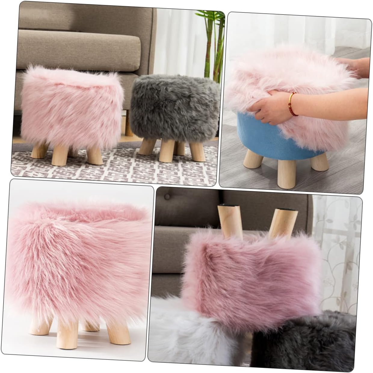 CHILDWEET Boys and Girls Step Stool Plush Low Footstool for Washing Shoe Changing Stool