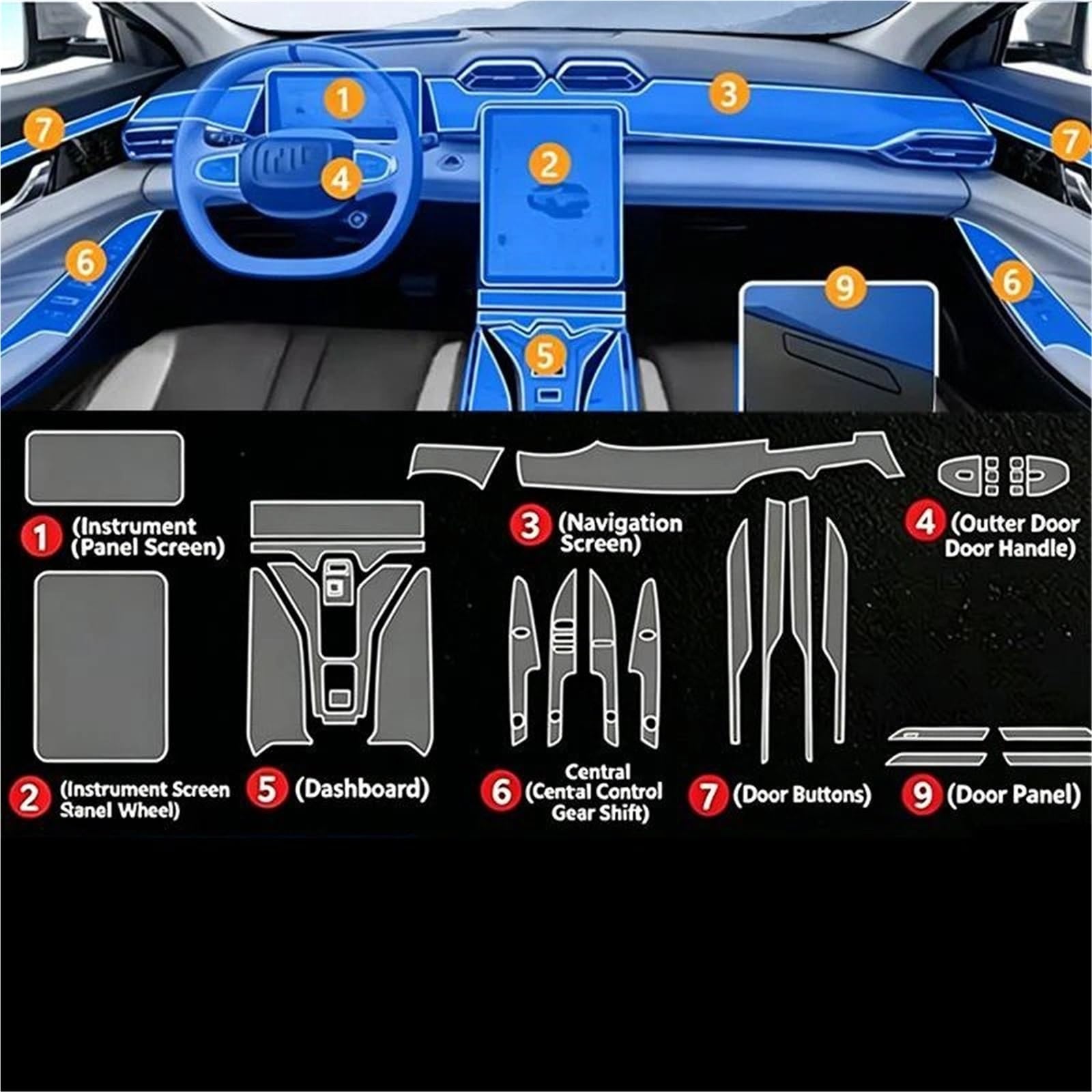 Navigation Schutzfolie Für Dongfeng Für AEOLUS Für MAGE 2024-2025 Innen PPF TPU Film GPS Navigation Konsole Panel Schutz Zubehör(B,LHD)