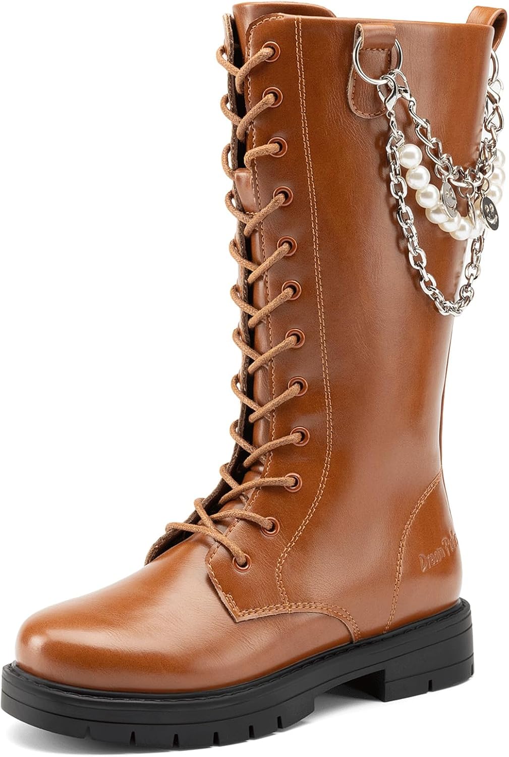 DREAM PAIRS Girls Riding Boots Knee High Side Zipper Mid Calf Shoes Little Kid/Big Kid