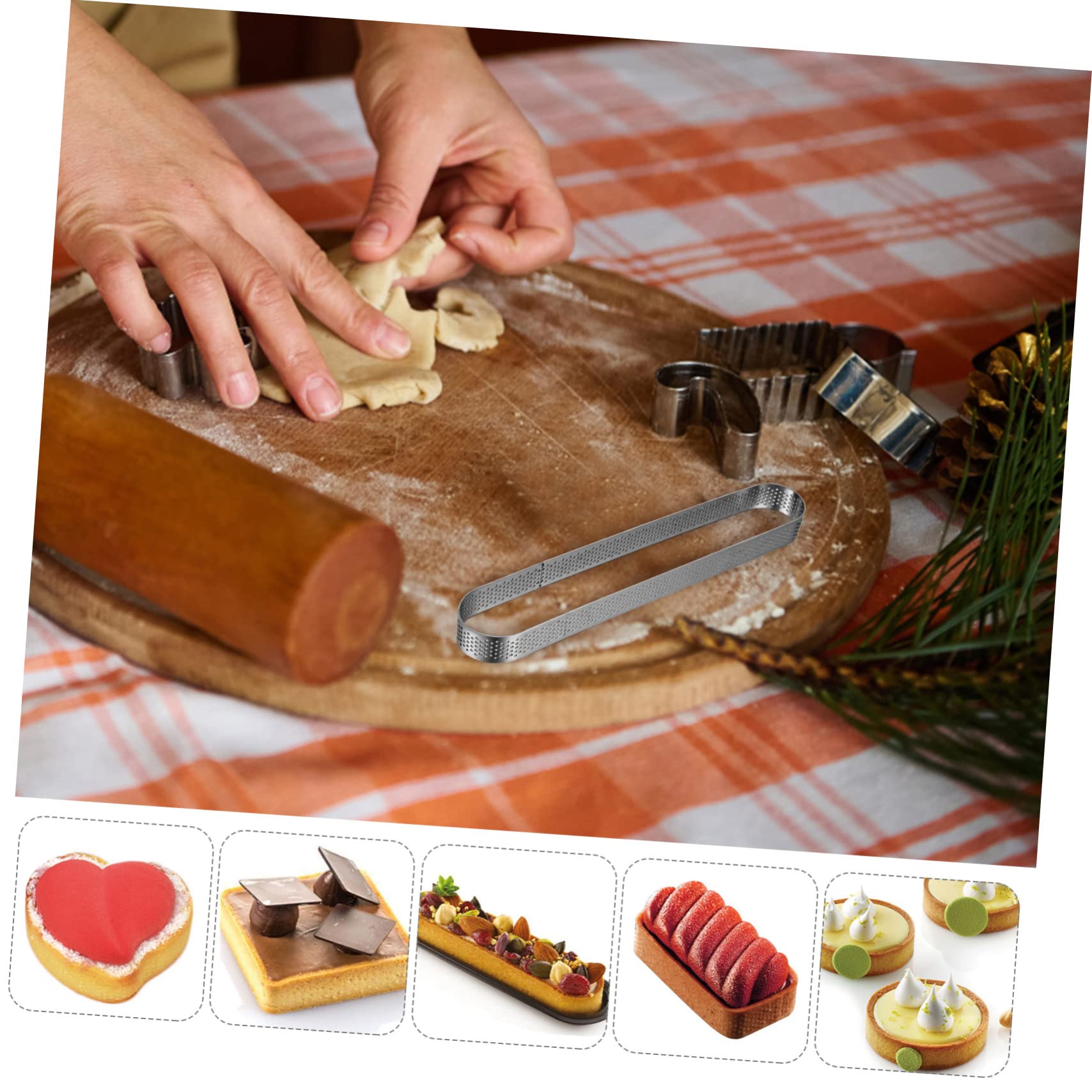 OFFSCH 5 Pcs Stainless Steel Tart Rings Perforated Cake Molds for Easy Release for Baking Pies Cakes and Mousses Versatile Kitchen Tools for Family Desserts