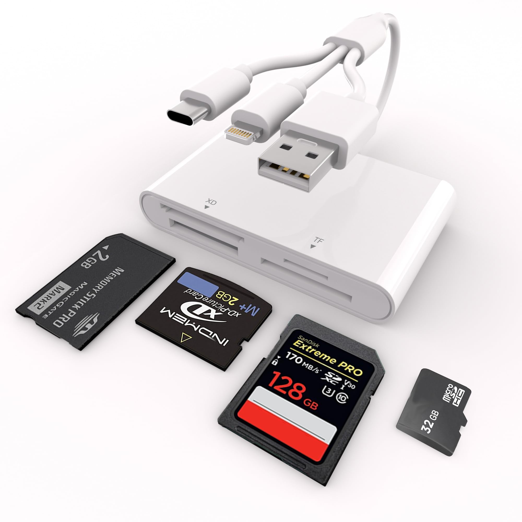 Amazon.co.jp: マルチカードリーダー, 4in3 Lightning/Type-C/USB - SD