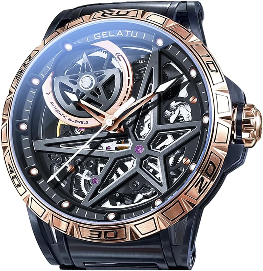 OLEVS Men Watch Blue Gold Analog Quartz Stainless Steel