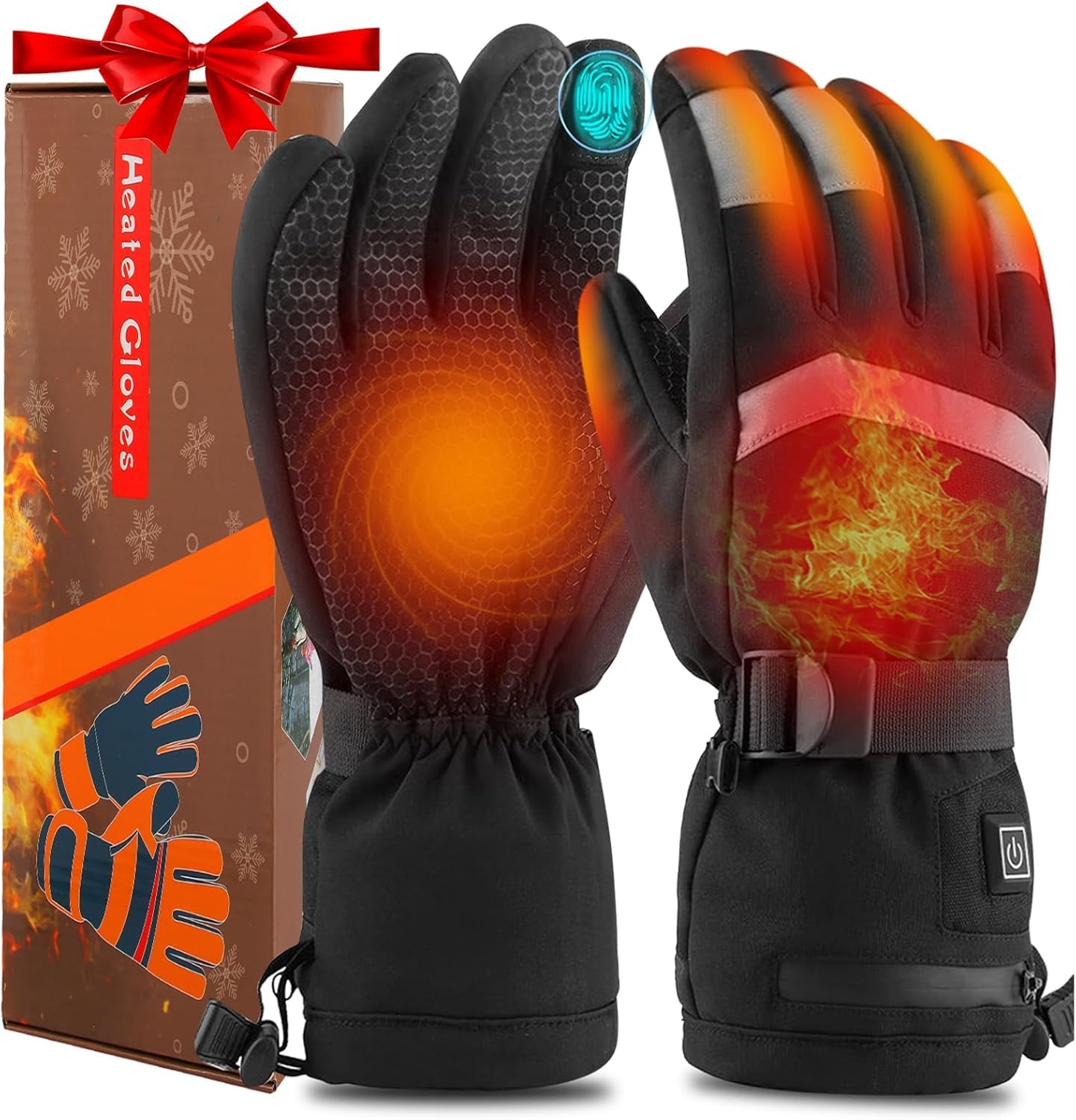 Qdreclod Guanti Riscaldati per Uomini Donne, 7.4V 4000mAh Ricaricabili Guanti Riscaldanti Elettrici 3 Livelli di Riscaldamento Scaldamani Touchscreen Con Riscaldamento Dita per Moto Sci