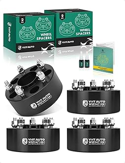 YHTAUTO 5x4.75 Hub Centric Wheel Spacers 2.5 Inch Compatible with Chevrolet, GMC, Buick, Cadillac, Pontiac Models Tire Spacers w/ M12x1.5 & 12.9 Grade Studs, 70.5mm Hub Bore 5 Lug 4PCS Black