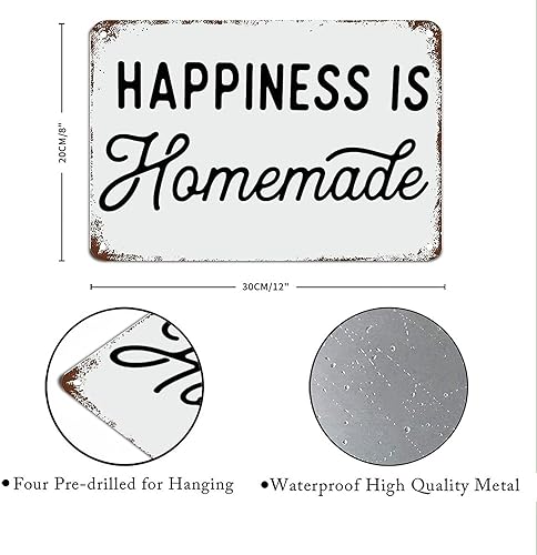 Miniatura 5 de Letreros de metal con texto "Happiness is Homemade con texto "Happiness is Homemade" para decoración de pared motivacional para sala de estar, arte