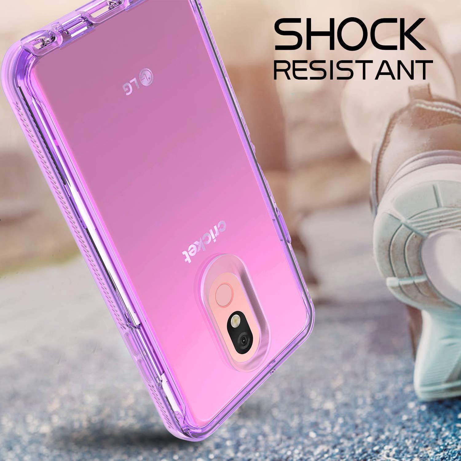 Dexnor Compatible with LG Stylo 5 Case with Built-in Screen Protector Full-Body Rugged Clear Bumper Shockproof Heavy Duty Hard Cover Defender Purple