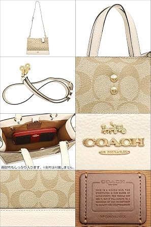 Coach Bag Tote Bag F01955 1955 Light Khaki x Chalk Signature Dempsy Carry All Women's Outlet Product Brand