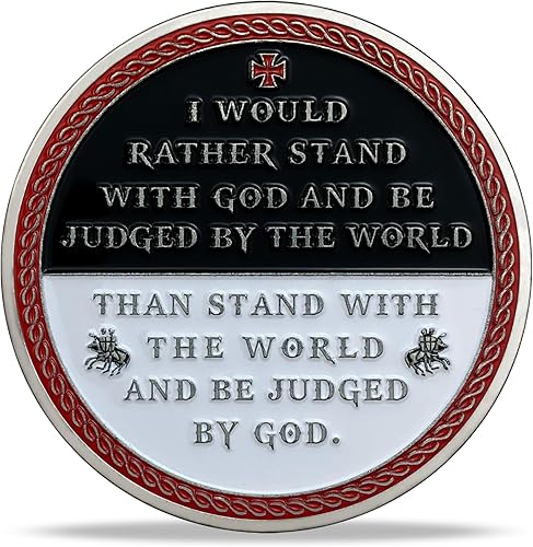 Miniatura 3 de BHealthLife Moneda de desafío de caballeros templarios, leones religiosos de la Cruz Roja conmemorativa, regalo para la religión cristiana