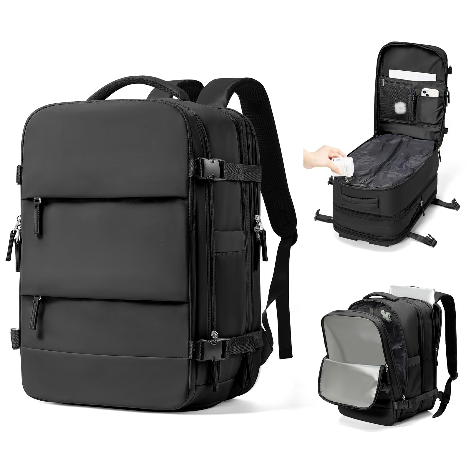 Mochila viaje cabina avion extensible con compresion al vacio 8