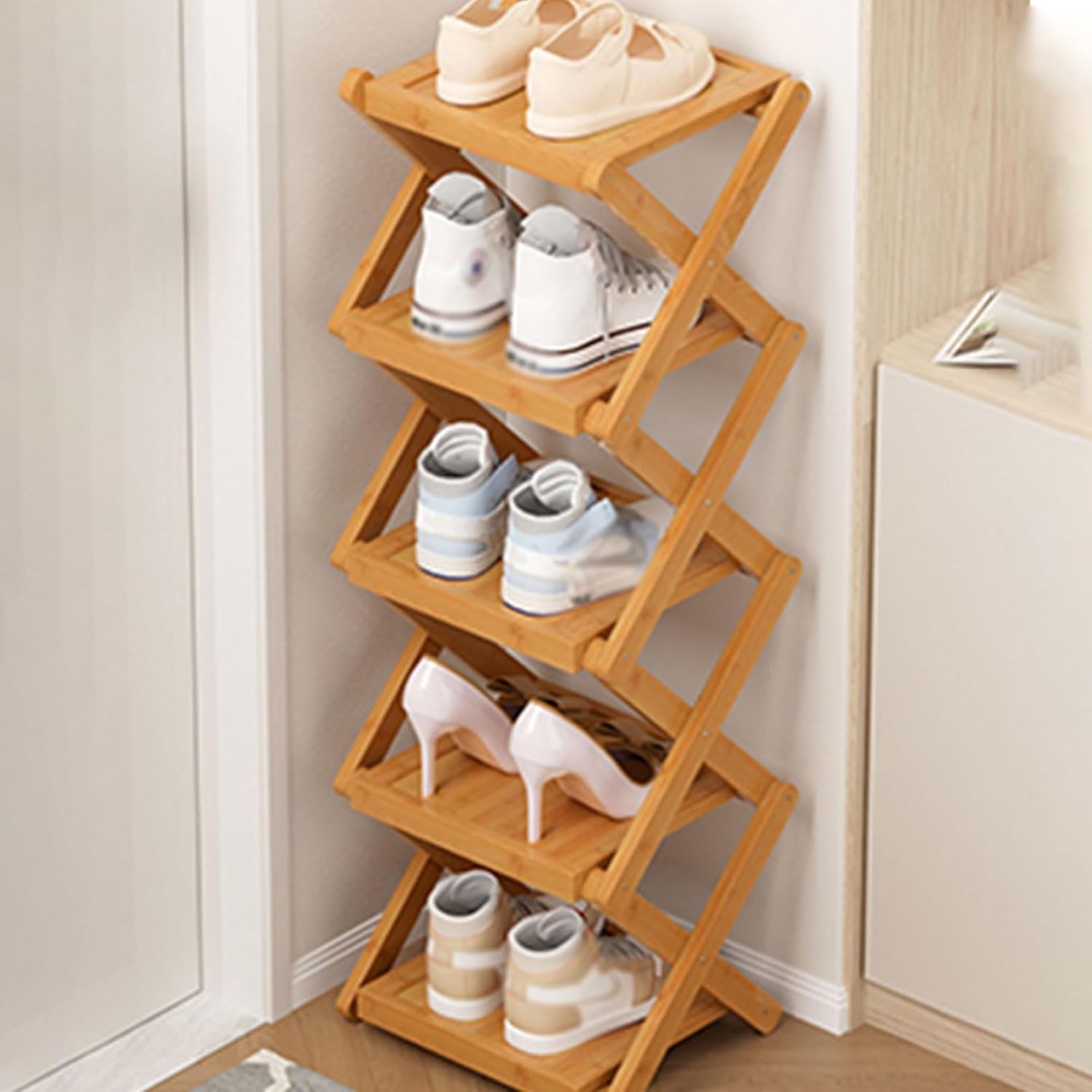 Stackable Shoe Rack, Shoe Rack Tower, Solid Wood Display Shoe Rack, Shoe Rack for Entryway, Space-Saving Shoe Storage, Shelf for Entryway, Garage(89cm/35in)