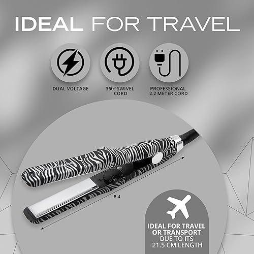 Miniatura 6 de CORIOLISS C Trip Mini  Alisadores de cabello para mujer  Titanio  Plancha plana  Profesional con control de temperatura (Zebra Silver)