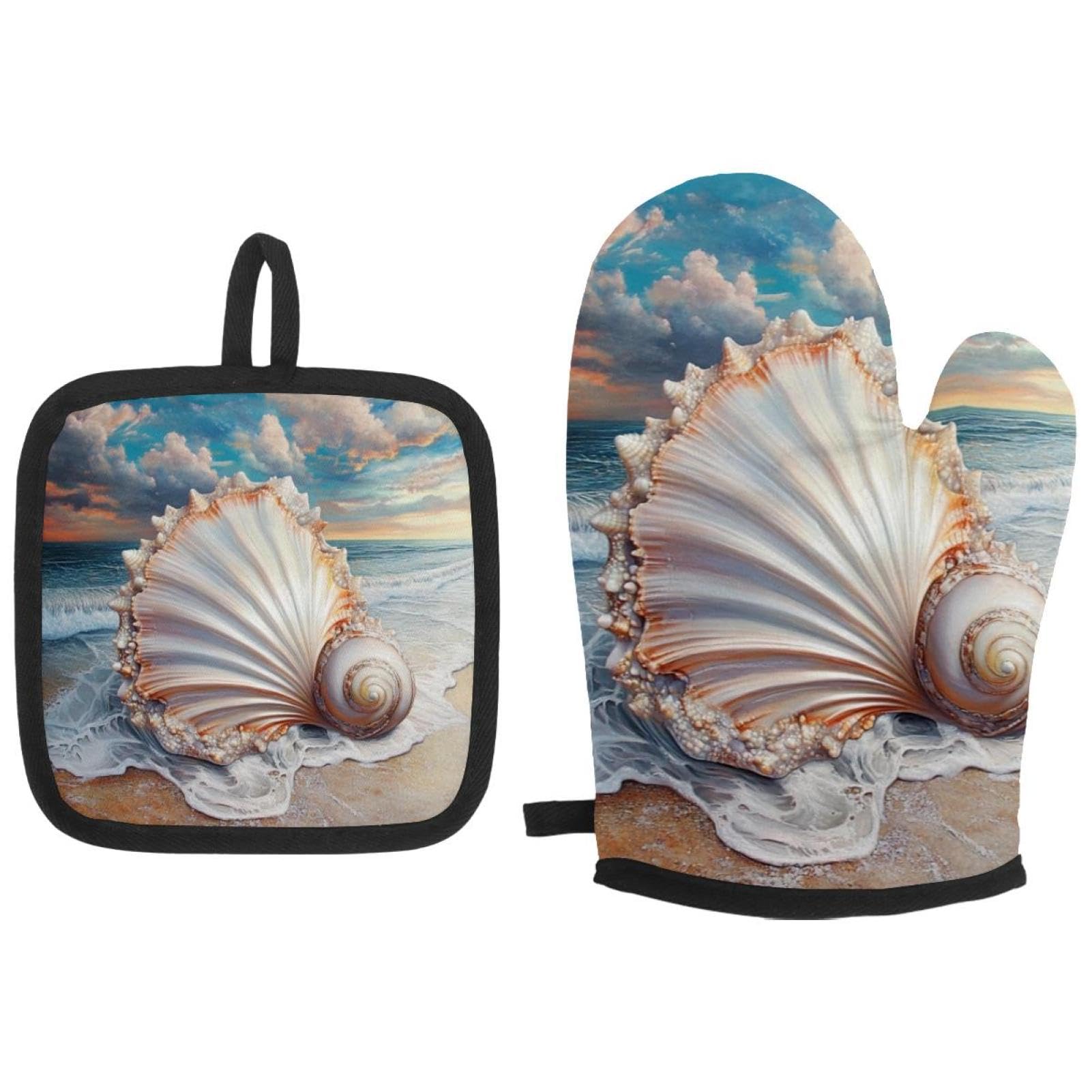 Cadeaux de cuisine Shell Ocean gants résistants à la chaleur pour crémaillère