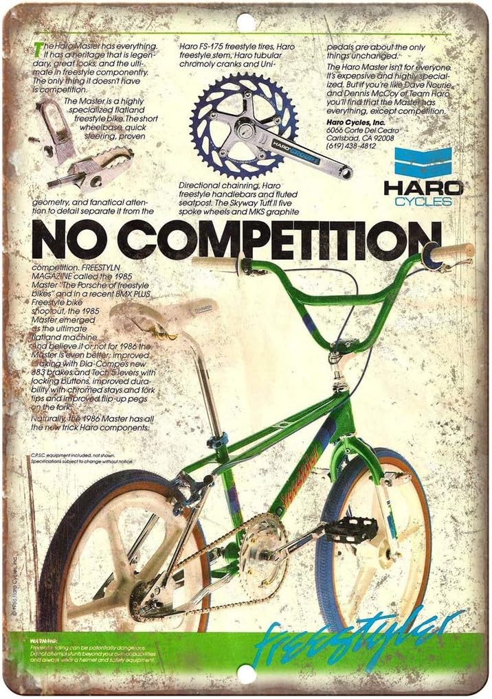 1985 HARO Master Freestyle BMX Bicycle Ad 12" x 9" Retro Look Metal Sign B489