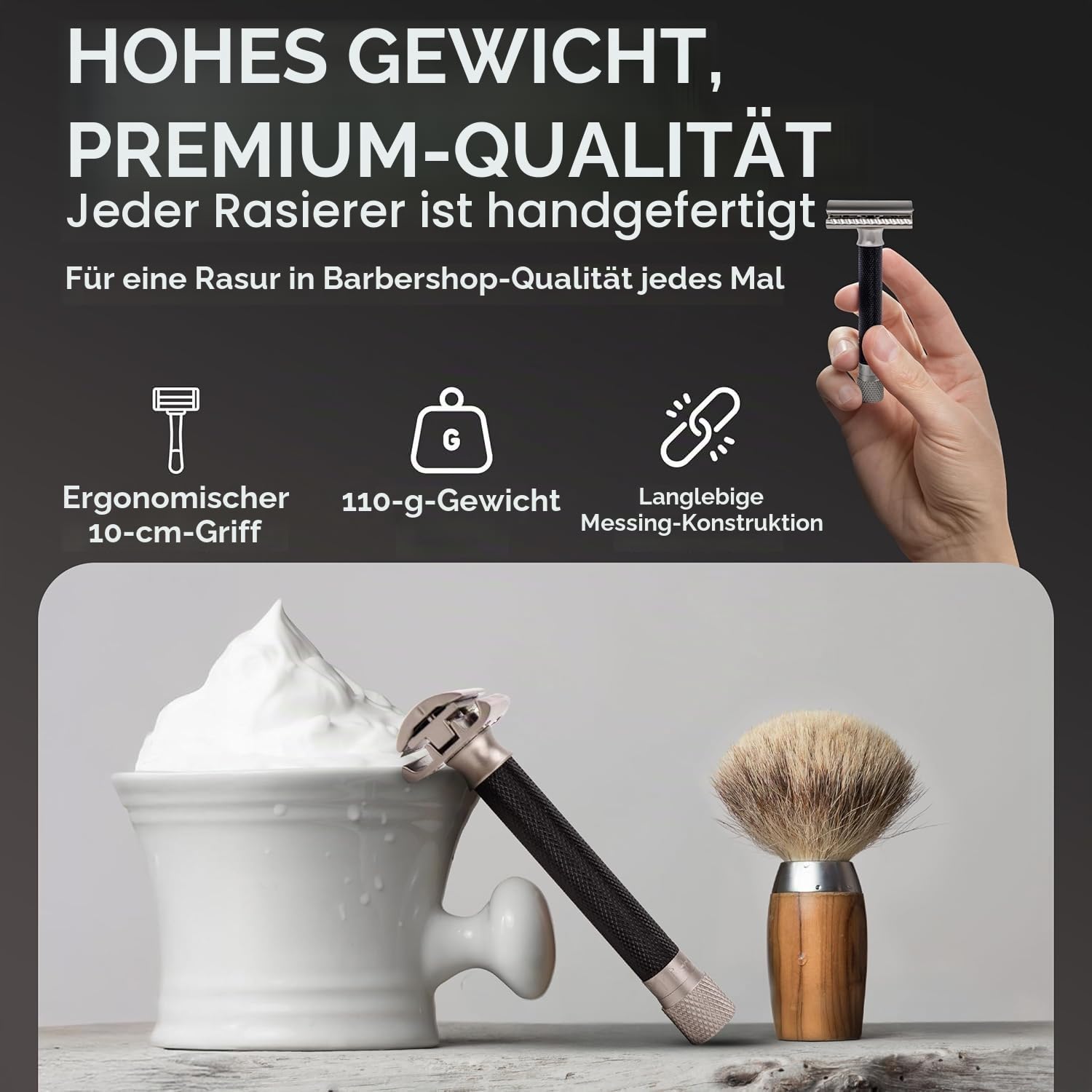 Parker Safety Razor Variant Einstellbare zweiseitige Sicherheits-Rasierer und 5 Premium Blades - (Metallic) Graphit