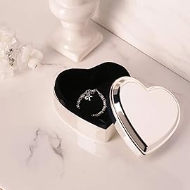Cherished Moments Personalized Heart Jewelry Keepsake Box with Custom Engraved Cross and Name for Baby Baptism Gift for Girls, Silver Toned
