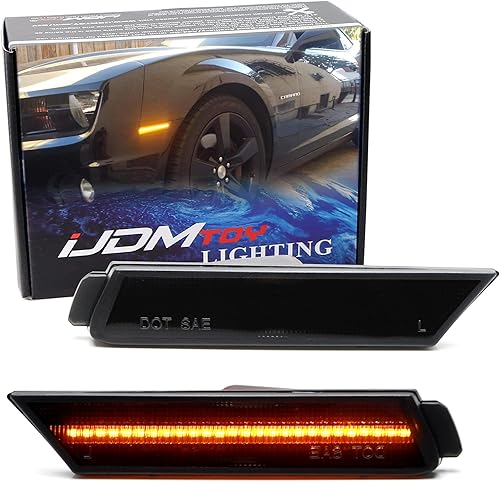 iJDMTOY Lente ahumada 27-SMD ámbar Full LED delantero parachoques lateral kit de luz de marcador compatible con Chevy Camaro 2010-15 reemplazar OEM
