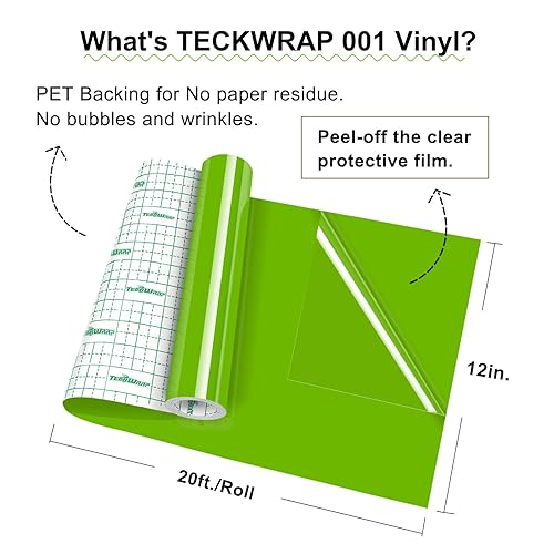 Miniatura 2 de TECKWRAP 001 - Rollo de vinilo adhesivo permanente mate para cortadores, letreros, álbumes de recortes, manualidades, troqueles de 12 pulgadas x 20
