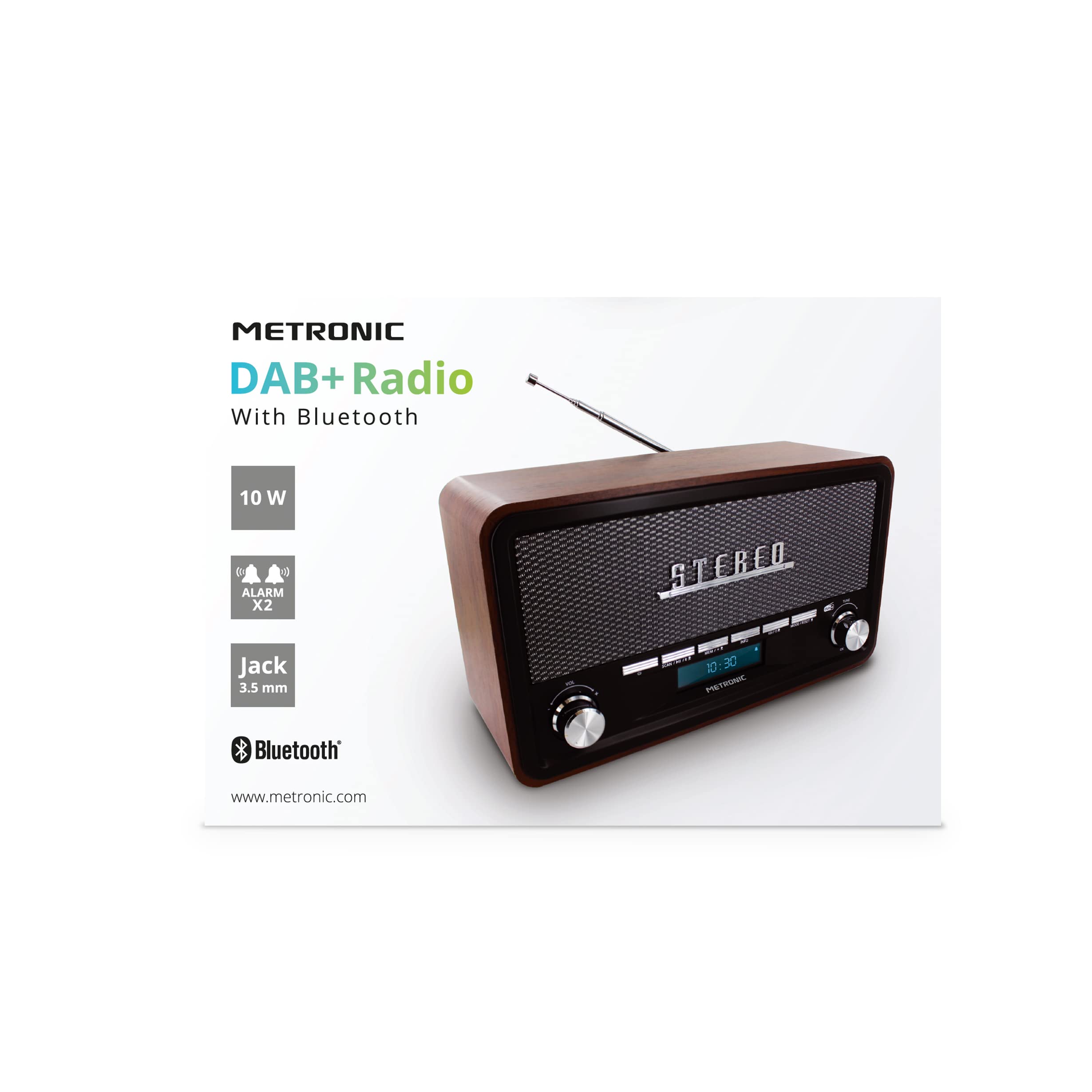 Radio Portable Metronic FM/LW Avec Affichage Heure Et Alarme - Autonomie 10h, Entrée Aux-in