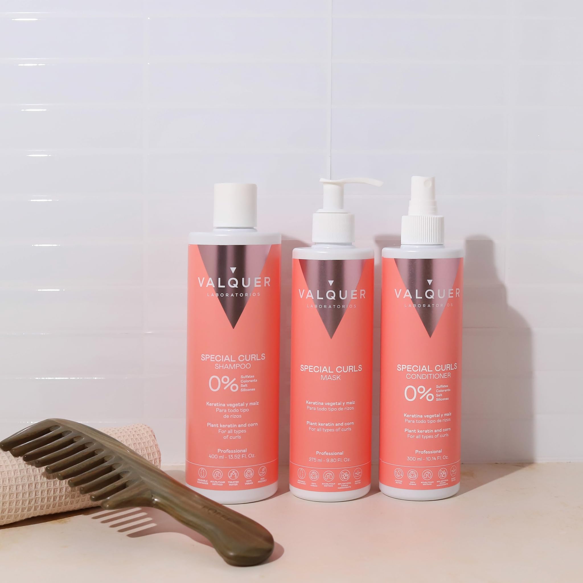 Válquer Professional Curly Method Pack Szampon 400 ml + maska ​​290 ml + odżywka 300 ml Specjalne loki, kręcone włosy, bez siarczanów, bez soli Idealne loki. Aż 96% pochodzenia naturalnego