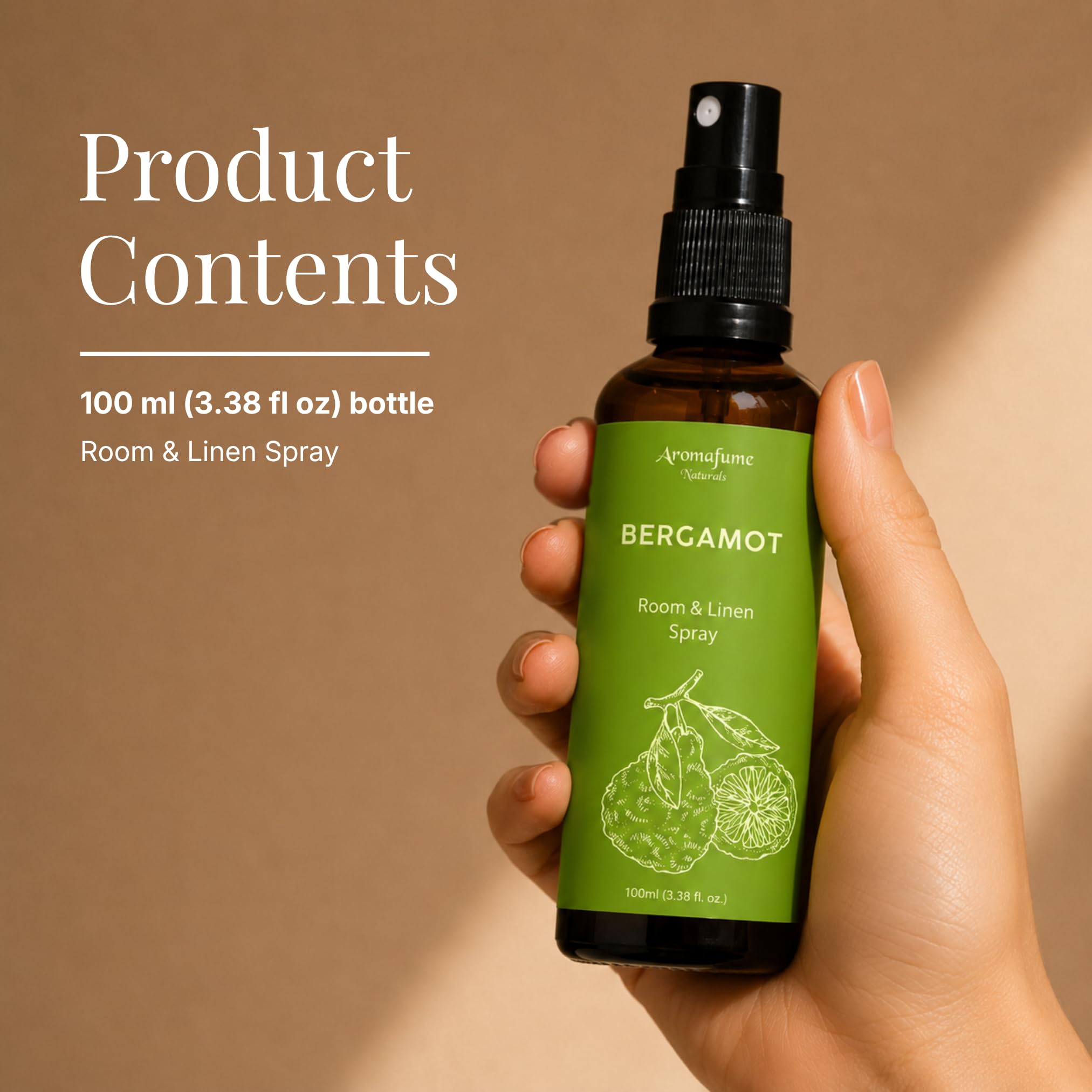 Bergamot Air Freshener Spray for Room, Linen & Pillow 100ml by Aromafume view 3