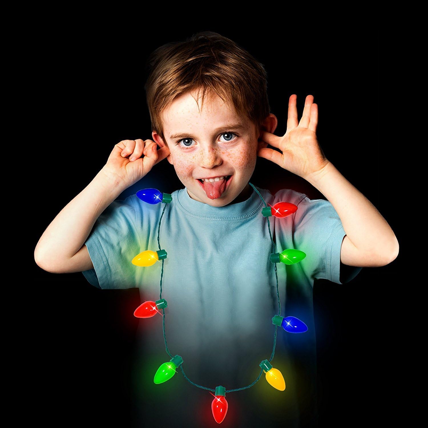 Windy City Novelties 4 Pack LED Light Up Christmas Bulb Necklace Party Favors