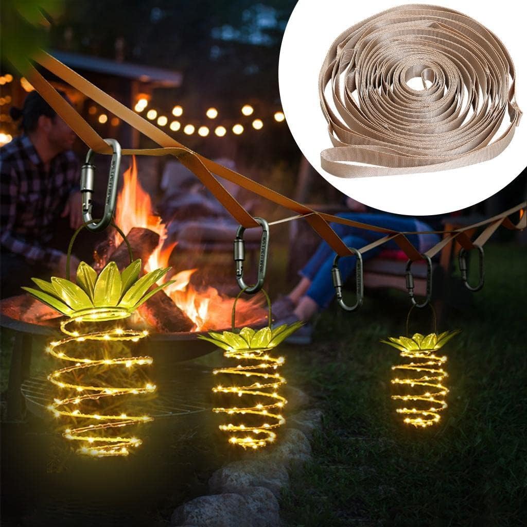 Camping Lanyard Rope for Hanging Gear and Organizing Supplies - 25 Loops - 16.4ft Nylon Strap - Outdoor Tent Accessories - Champagne