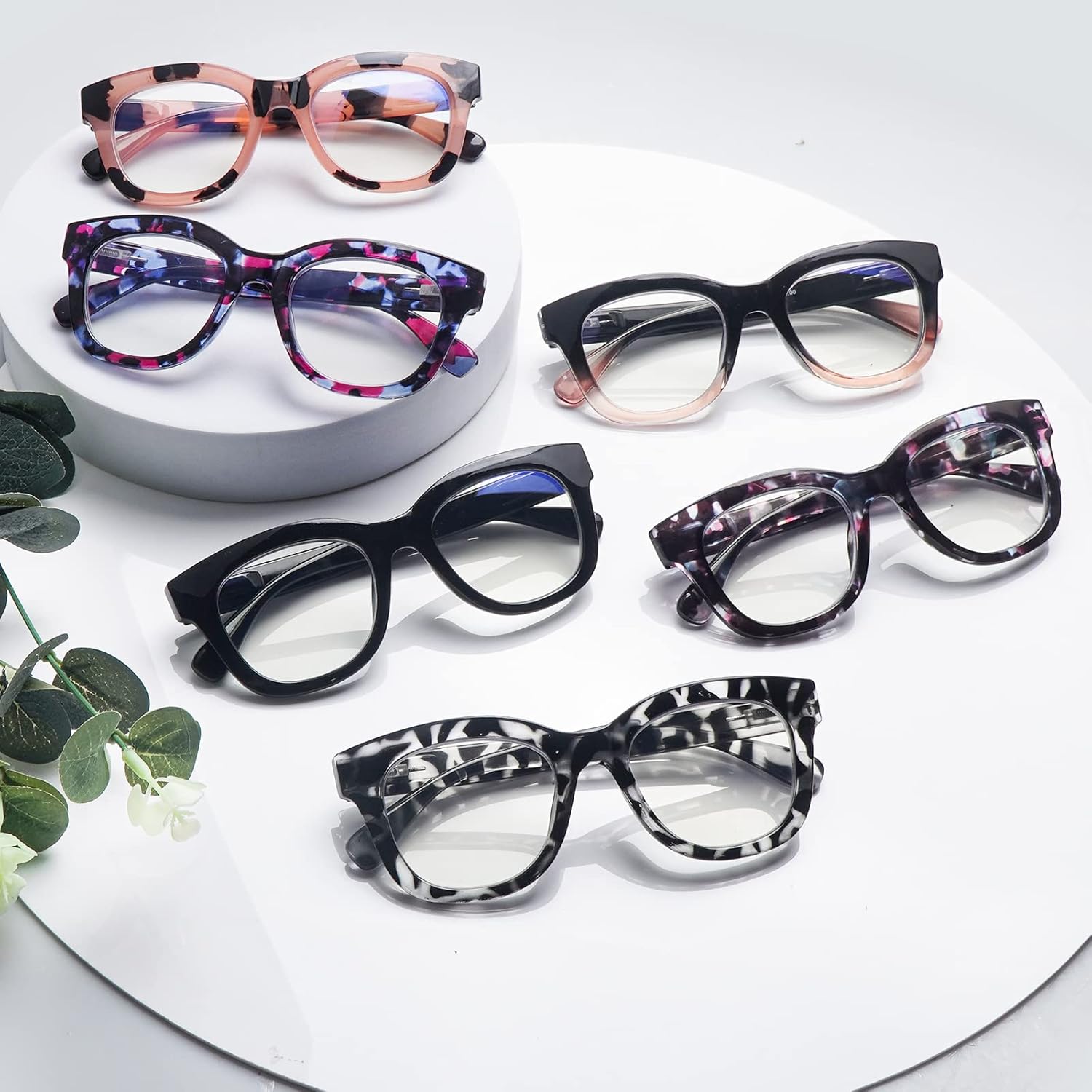 Oprah Style Reading Glasses for Women Blue Light Blocking 6 Pack Computer Readers Fashion Quality Eyeglasses