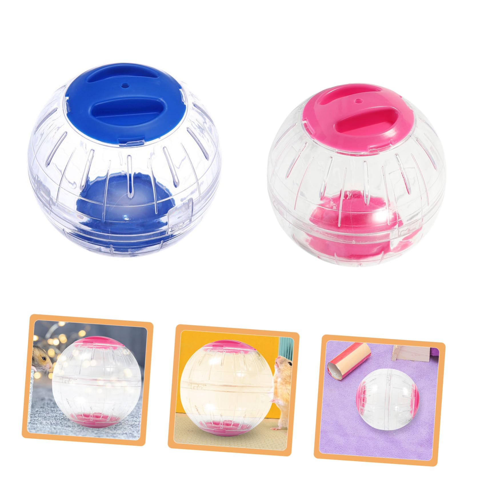 4 Piezas Pelota Transparente para Hamster Silencioso Rueda de Ejercicio para Roedores Pequeños Accesorio para Jaula Actividad Interior y Exterior para Jerbos y Cobayas