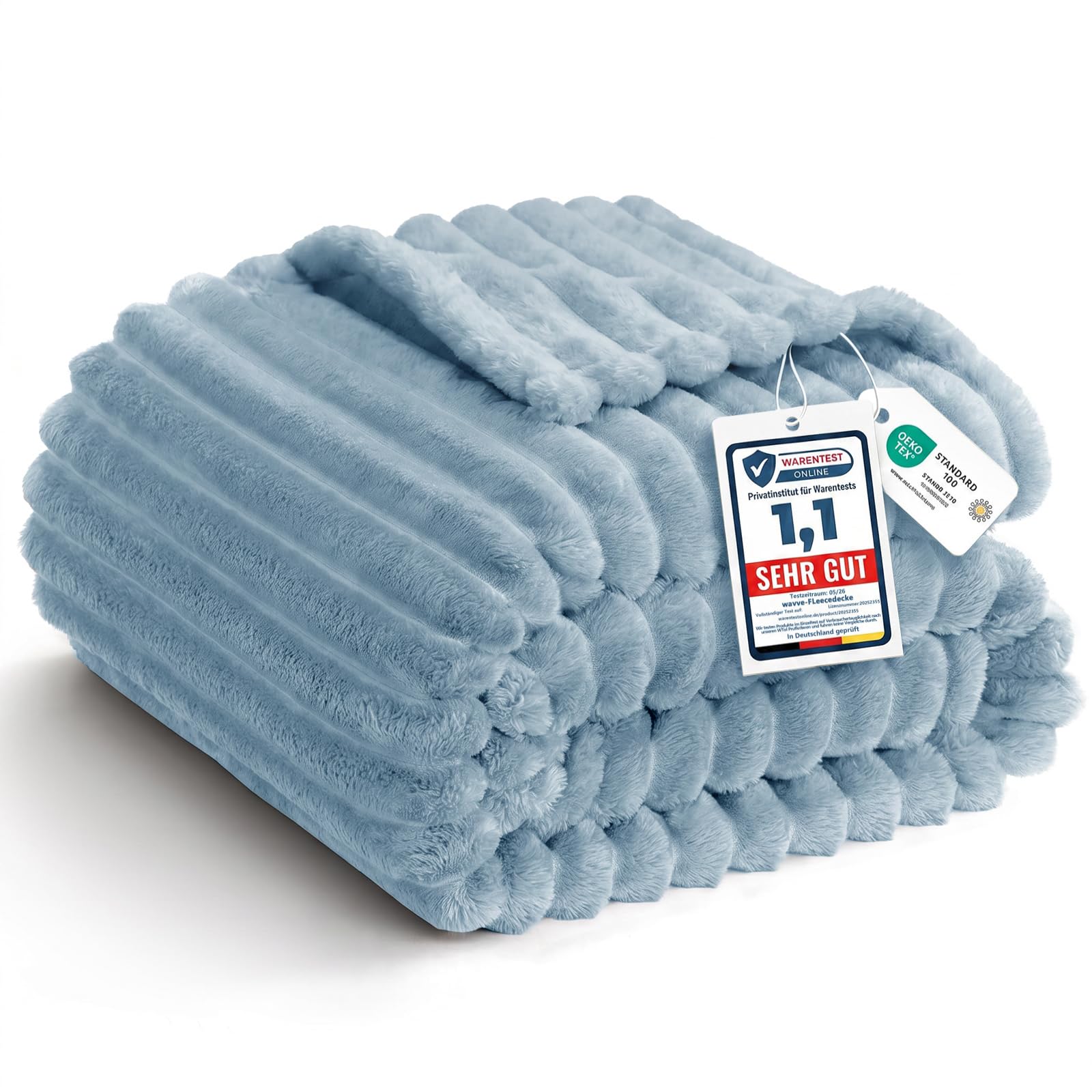 WAVVE Gestreifte Flanell-Decke