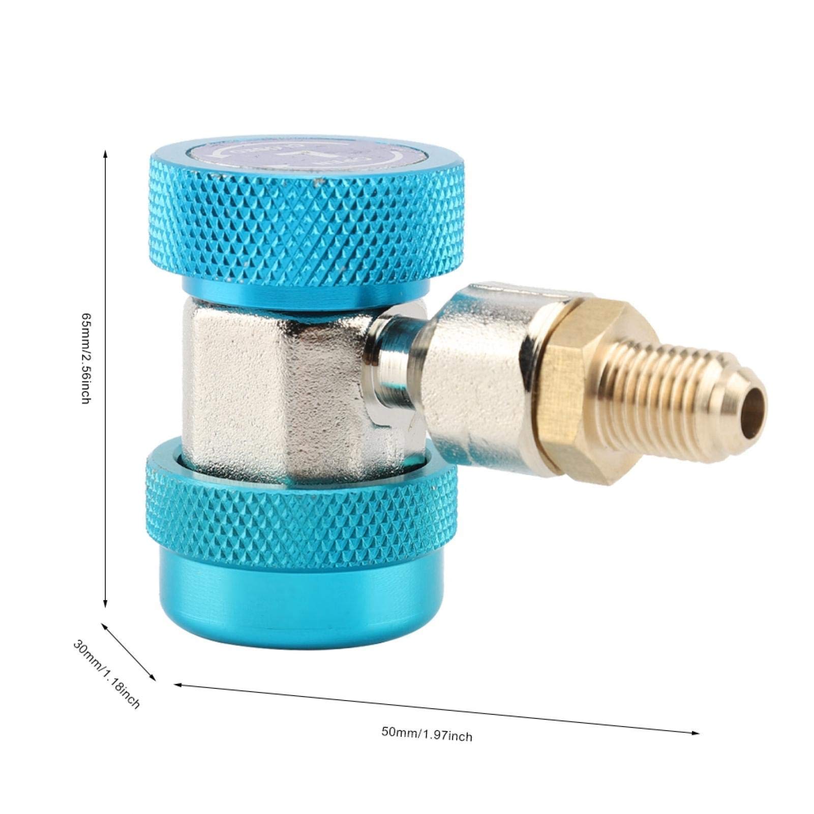 Attacco rapido, adattatore accoppiatore aria condizionata R134 connettore rapido aria condizionata basso / alto + nucleo valvola estrattore(Attacco rapido lato basso: blu)