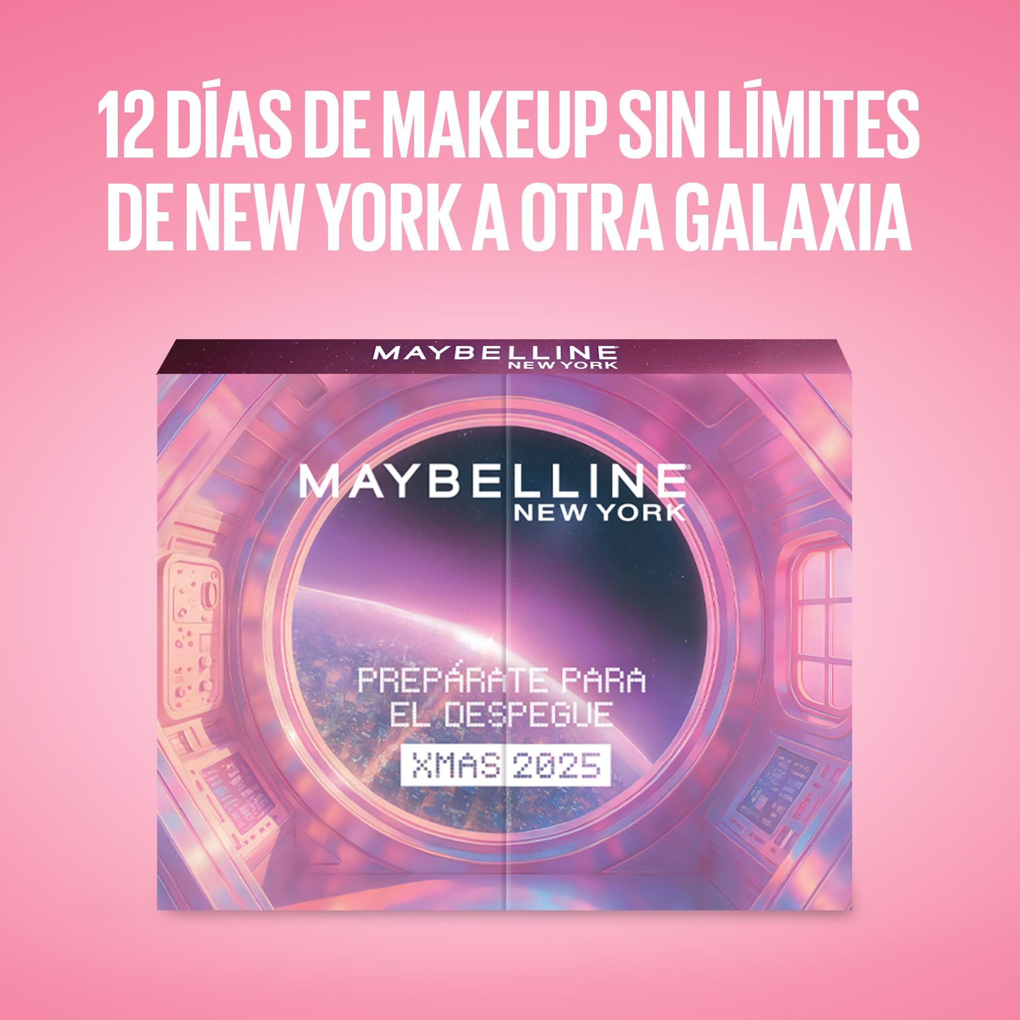 Maybelline New York, Calendario de Adviento 2025, Edición Limitada, 12 Productos, Maquillaje para Ojos, Labios, Rostro y Uñas, Acabados Profesionales y Duraderos