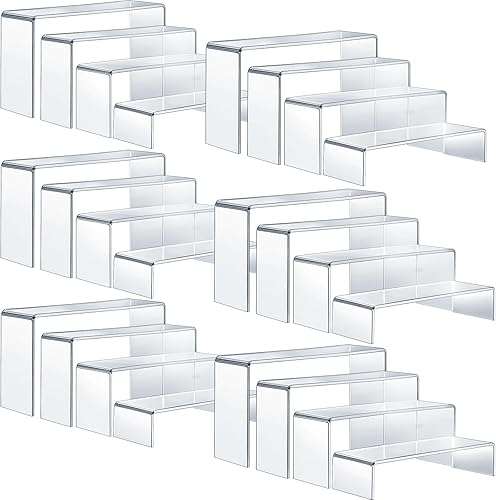 Sintuff 24 piezas de 6 soportes de exhibición de acrílico de 9, 8.7, 8.3 pulgadas, 8.3 pulgadas, 8 pulgadas, estantes acrílicos transparentes de 4