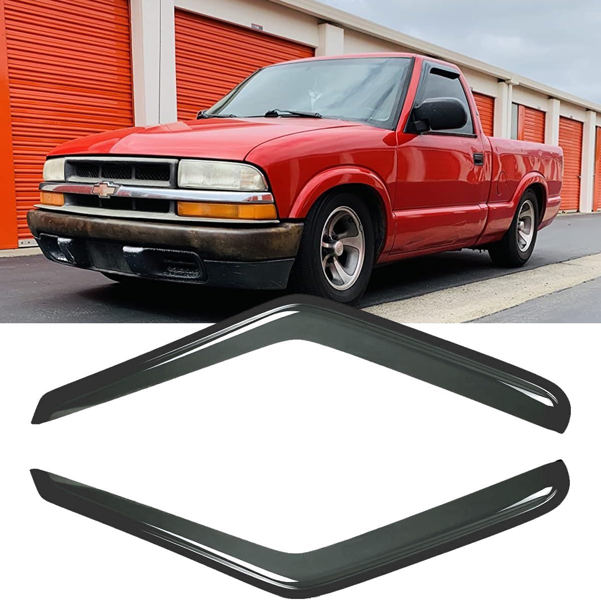 Sunproof Waterproof Window Deflector, 2pcs Outside tap-on Rain Guards Set, Smoke Window Visor fit for 1994-2004 Chevrolet S10/ Sonoma, 1995-2005 S10 Blazer/S15 Jimmy,1996-2000 Hombre 92127