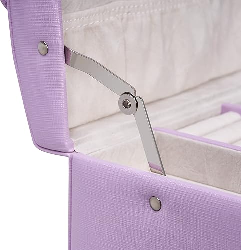 Miniatura 4 de BEWISHOME Joyero para niñas adolescentes, caja organizadora de joyas de 3 capas con cerradura, estuche de viaje de joyería para mujeres y niñas,