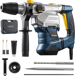 Enventor 40MM SDS-MAX Heavy Duty Rotary Hammer Drill, 1500W 12J Demolition Hammer, 3 Functions, with Vibration Control and Safety Clutch, 360° Rotating Handle, for Concrete/Masonry/Brick/Stone