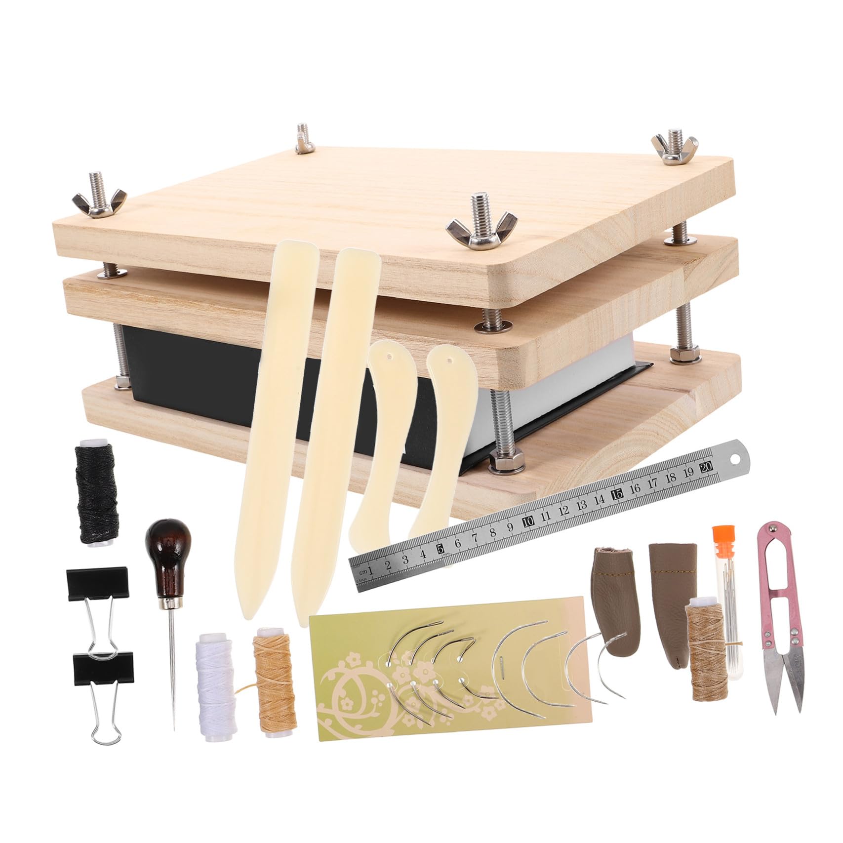 Operitacx Buchbindeset Aus Holz Mit Buchpresse Für Papierarbeiten Zum Binden Und Reparieren Von Büchern DIY-Werkzeug Für Anfänger Bastelset Für Scrapbooking